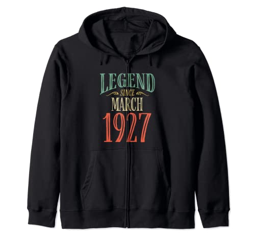 Consigue ahora Leyenda desde marzo 1927 Diseño BlackFriday cumpleaños Sudadera con Capucha Top Precio 2025 | regaloscumple.com