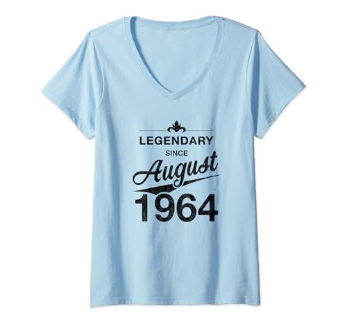 Comprar Mujer 60 cumpleaños Nacido en Agosto 1964 Vintage 60 años Camiseta Regalos Cuello V Ofertas 2024 | regaloscumple.com