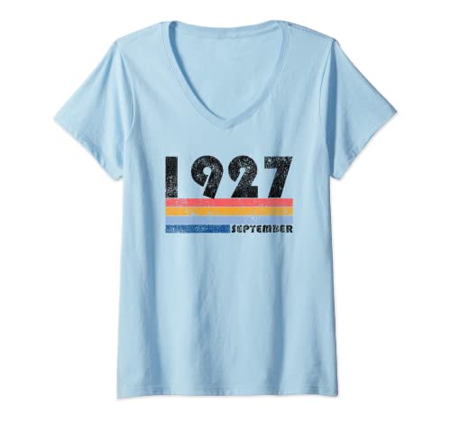 Consigue ahora Mujer Regalo cumpleaños 92 Cumpleaños Retro nacido en septiembre 1927 Camiseta Cuello V Top Precio 2025 | regaloscumple.com
