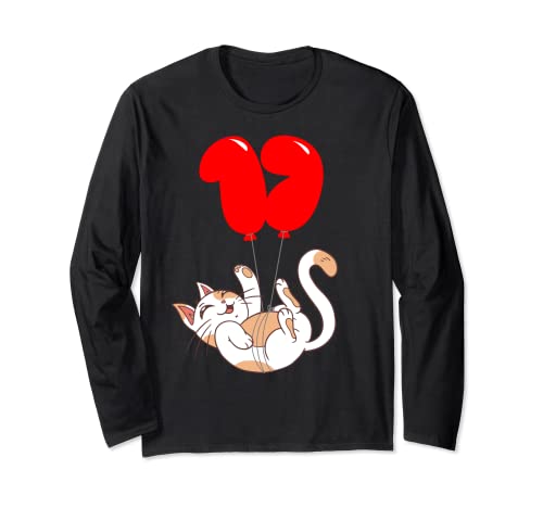 Comprar Gato feliz - 17 Cumpleaños Navidad - Fiesta De Globos Manga Larga Top Precio 2025 | regaloscumple.com
