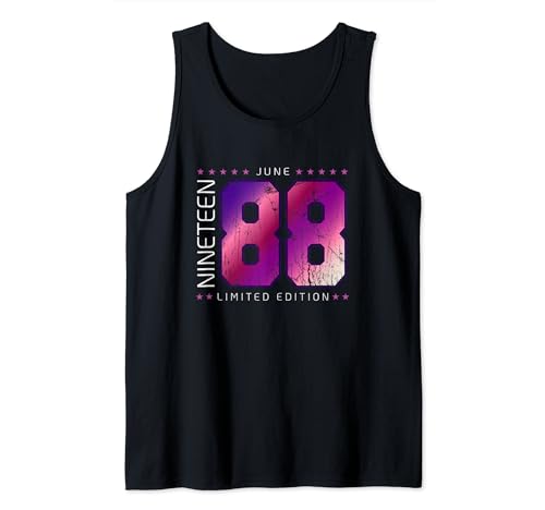 Consigue ahora 1988 junio Mes Año nacimiento BlackFriday Cumpleaños Camiseta sin Mangas Rebajas 2024 | regaloscumple.com