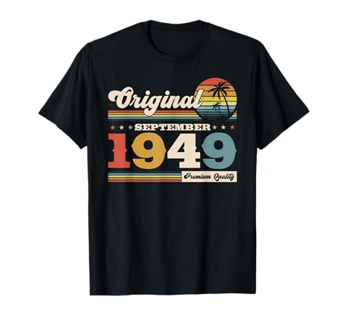 Comprar 75 Cumpleaños cumpleaños regalo hombre septiembre vendimia 1949 Camiseta Ofertas 2024 | regaloscumple.com