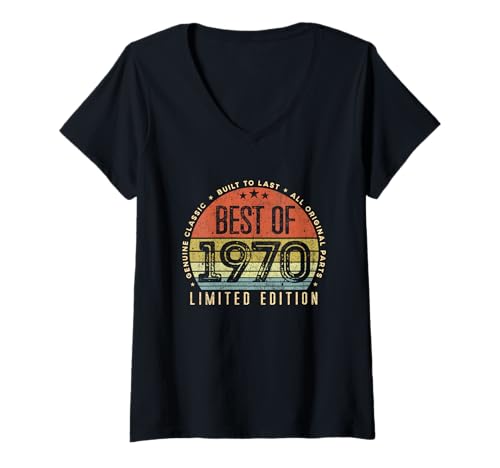 Consigue ahora Mujer Vintage 1970 Edición Limitada Retro Lo Mejor 1970 Hombres Mujeres Camiseta Catálogo Cuello V Top Precio 2025 | regaloscumple.com