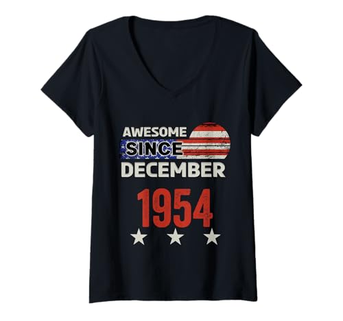 Consigue ahora Mujer Impresionante bandera vintage diciembre 1954 Cumpleaños diciembre 1954 Camiseta Cuello V Top Precio 2025 | regaloscumple.com