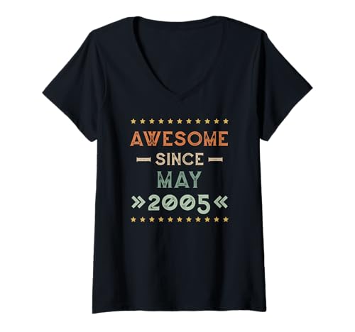 Comprar Mujer Regalos Awesome Since May 2005 Birthday Design Camiseta Cuello V Top Precio 2025 | regaloscumple.com