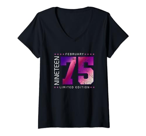 Consigue ahora Mujer 1975 febrero mes nacimiento año cumpleaños Camiseta Cuello Ideas para regalar V Ofertas 2024 | regaloscumple.com