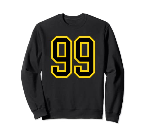 Consigue ahora Número camiseta # Navidad 99 cumpleaños amarillo y negro número deportivo 99 Sudadera Rebajas 2025 | regaloscumple.com