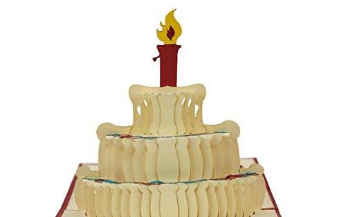 Comprar ahora Diese-Klappkarten G04 Tarjeta   felicitación para cumpleaños  diseño en 3D con torta y vela  texto en inglés