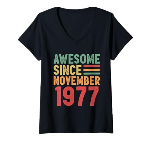 Comprar Mujer Impresionante regalo Promoción 50 cumpleaños desde noviembre 1977 Camiseta Cuello V Rebajas 2024 | regaloscumple.com