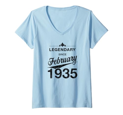 Consigue ahora Mujer 90 Promoción cumpleaños Nacido en Febrero 1935 Vintage 90 años Camiseta Cuello V Top Precio 2024 | regaloscumple.com