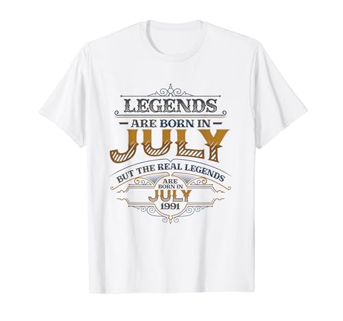 Comprar Las leyendas nacen Ideas para regalar en julio 1991 Cumpleaños para hombres Camiseta Ofertas 2024 | regaloscumple.com