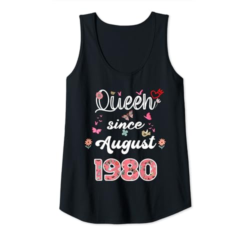 Comprar Mujer Reina desde agosto 1980 flores 1980 Agosto Cumpleaños Promoción Camiseta sin Mangas Top Precio 2024 | regaloscumple.com
