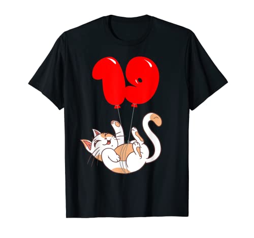 Consigue ahora Gato feliz - 19 Cumpleaños - Fiesta De Globos Camiseta BlackFriday Top Precio 2025 | regaloscumple.com