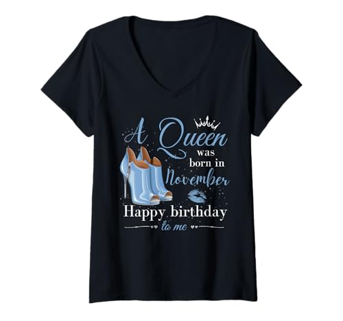 Consigue ahora Mujer Una reina nació en Regalos noviembre Mujeres Niñas Noviembre Cumpleaños Camiseta Cuello V Rebajas 2025 | regaloscumple.com