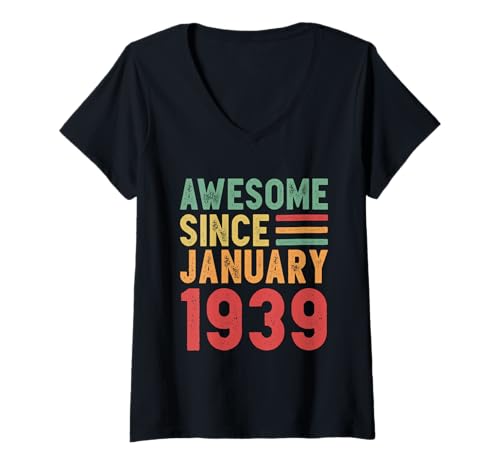 Consigue ahora Mujer Impresionante regalo 90 cumpleaños desde enero Cumpleaños 1939 Camiseta Cuello V Ofertas 2025 | regaloscumple.com