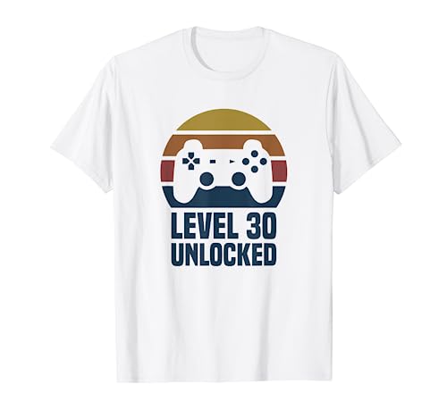 Consigue ahora Level 30 Unlocked 30º Cumpleaños 30 Años Videojuego Promoción Camiseta Ofertas 2024 | regaloscumple.com