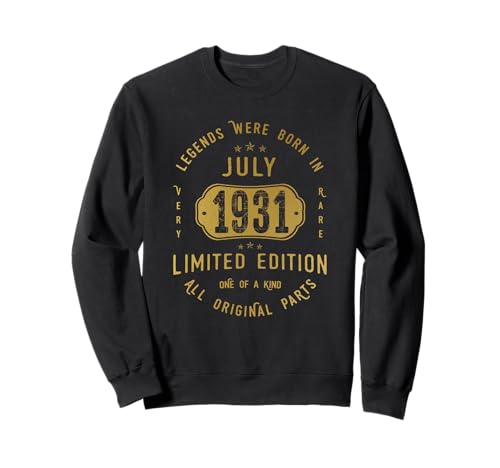 Consigue ahora Legends Were Born In July 1931 Cumpleaños Sudadera Top Cumpleaños Precio 2024 | regaloscumple.com