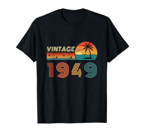 Comprar Regalo cumpleaños 75 años para hombres y mujeres Ideas para regalar Palm Retro Vintage 1949 Camiseta Rebajas 2024 | regaloscumple.com