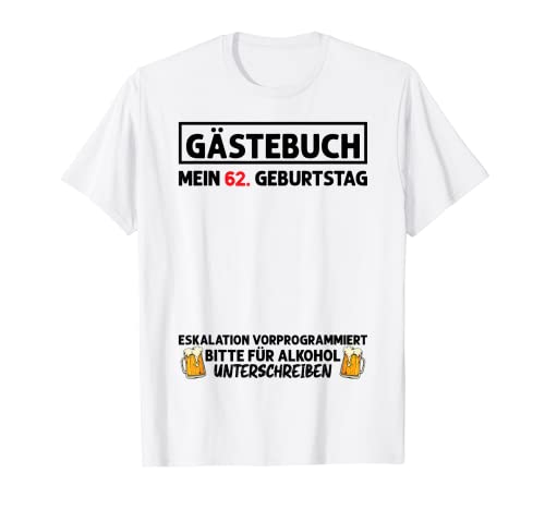 Consigue ahora Libro visitas 62 cumpleaños hombre mujer 62 años 62 cumpleaños Regalos Camiseta Rebajas 2025 | regaloscumple.com