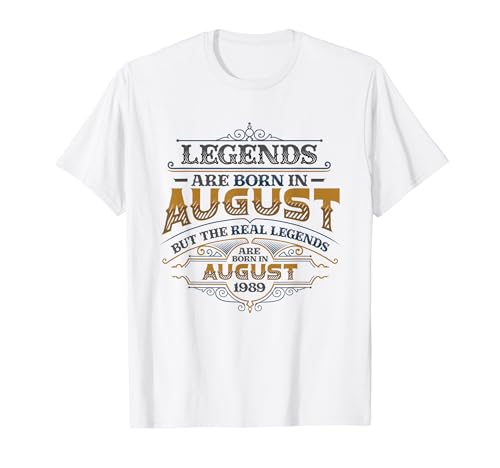 Comprar Las leyendas nacen Promoción en agosto 1989 Cumpleaños para hombres Camiseta Ofertas 2025 | regaloscumple.com