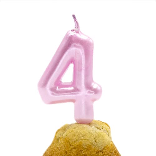Comprar CABLEPELADO - Vela cumpleaños - celebracion Navidad - sin toxicos - sin humo - Numero Tarta - fácil colocación - Número 4 - Rosa Claro Rebajas 2025 | regaloscumple.com