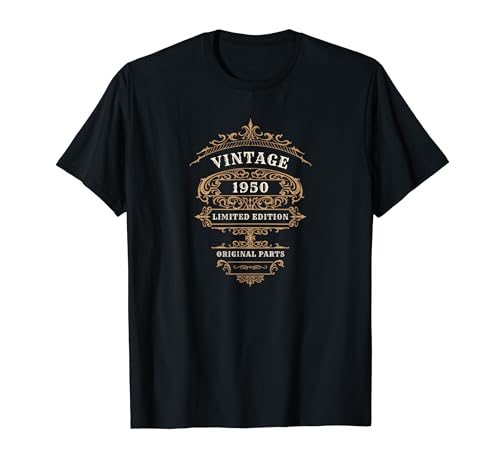 Consigue ahora CUMPLEAÑOS VINTAGE EDICIÓN LIMITADA 1950 PIEZAS ORIGINALES Camiseta Promoción Ofertas 2024 | regaloscumple.com