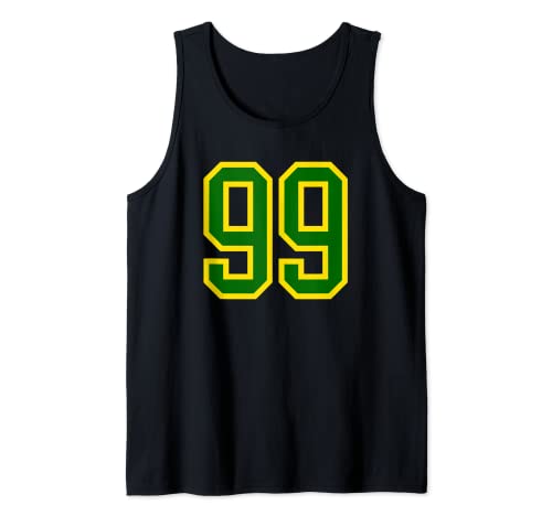 Consigue ahora Número camiseta #99 cumpleaños verde Promoción amarillo número deportivo 99 Camiseta sin Mangas Ofertas 2025 | regaloscumple.com