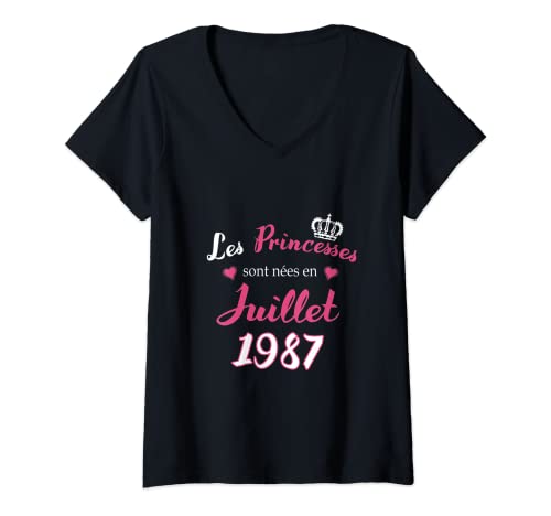 Comprar Mujer Las princesas nacieron en julio 1987 cumpleaños Cumpleaños fiesta Camiseta Cuello V Rebajas 2024 | regaloscumple.com
