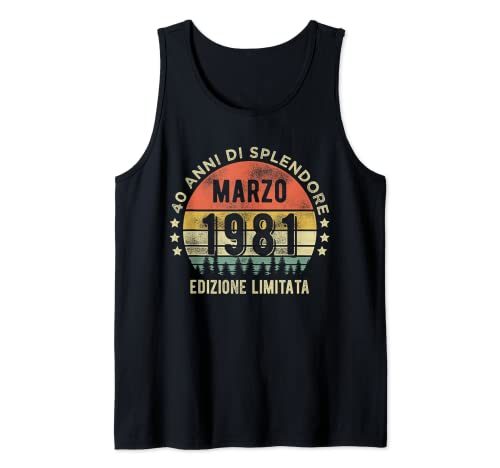 Consigue ahora Vintage marzo 1981 40 años Regalos regalos 40º cumpleaños Camiseta sin Mangas Rebajas 2024 | regaloscumple.com