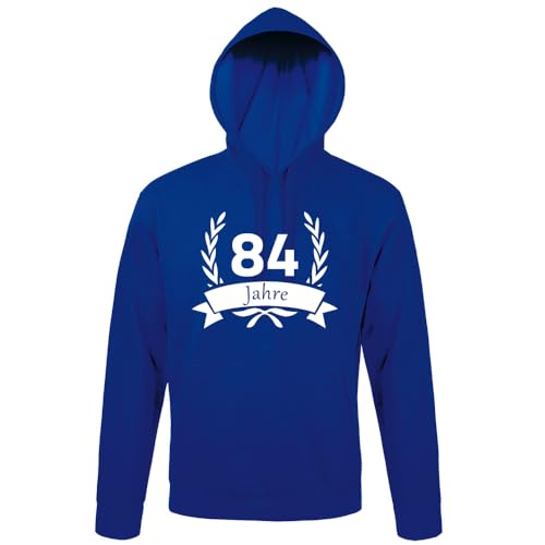Comprar Shirt84 84 cumpleaños en la corona laurel hombres sudadera con capucha Azul Royal. Catálogo L Rebajas 2025 | regaloscumple.com