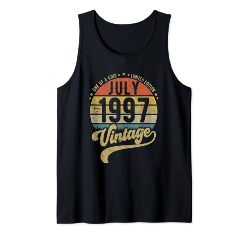 Comprar Reto Vintage 24 cumpleaños 24 años Nacido en julio Catálogo 1997 Camiseta sin Mangas Rebajas 2025 | regaloscumple.com