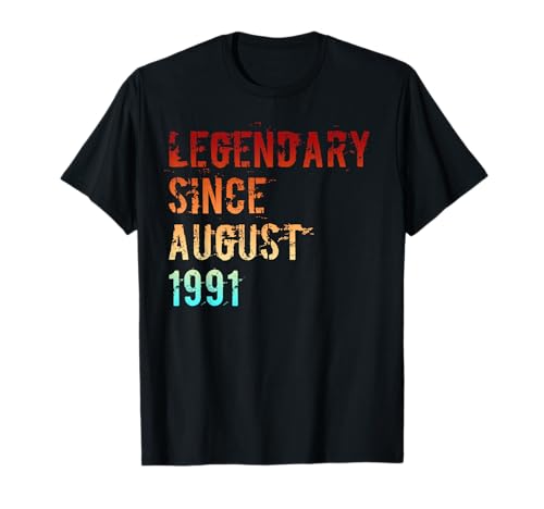 Consigue ahora Regalos Desde agosto 1991 legendaria cumpleaños 30 años Camiseta Top Precio 2023 | regaloscumple.com