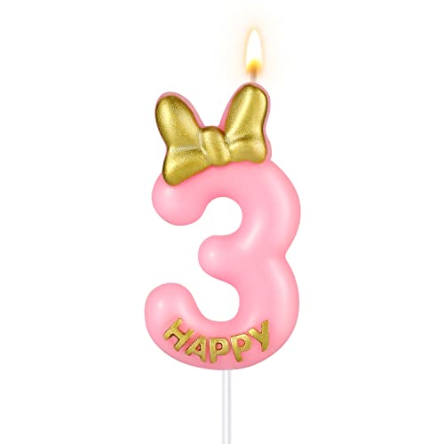 Consigue ahora 5 8cm Vela Rosa Cumpleaños Lindas Velas Ideas para regalar Cumpleaños Numeros con Nudo Lazo Número Cumpleaños para Niñas Cumpleaños Aniversario Fiestas (3) Ofertas 2023 | regaloscumple.com
