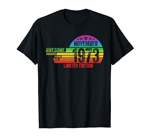 Comprar Awesome Since Navidad 1973 cumpleaños legendario desde noviembre 1973 Camiseta Ofertas 2024 | regaloscumple.com
