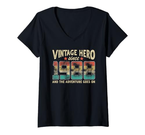 Comprar Mujer Vintage Hero Nacido 1988 Y La Aventura Va En Cumpleaños Cumpleaños Camiseta Cuello V Ofertas 2024 | regaloscumple.com
