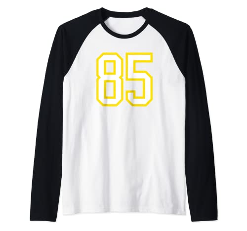 Comprar Número camiseta #85 cumpleaños blanco amarillo Deportes número 85 Camiseta Manga Promoción Raglan Rebajas 2025 | regaloscumple.com