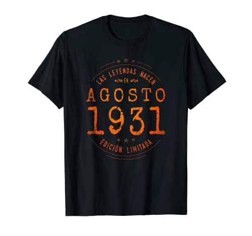Consigue ahora 91 años Cumpleaños Las Leyendas nacen en Cumpleaños Agosto 1931 Camiseta Ofertas 2024 | regaloscumple.com