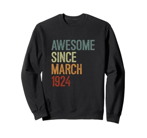 Consigue ahora Impresionante desde marzo 1924 regalo cumpleaños Ideas para regalar divertido retro Sudadera Ofertas 2024 | regaloscumple.com