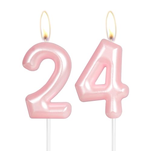 Comprar Vela Cumpleaños feliz cumpleaños número 24 rosa intenso vela rosa con el número 24 decoración velas para tartas cumpleaños velas para tartas para niñas y mujeres aniversario boda Top Precio 2025 | regaloscumple.com