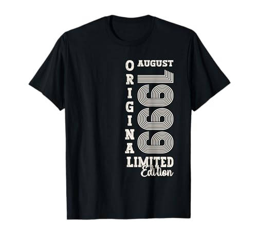 Comprar 25 cumpleaños regalo Catálogo hombre original agosto año 1999 Camiseta Top Precio 2024 | regaloscumple.com