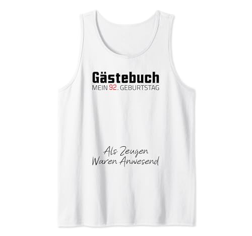 Comprar Gästebuch Mein 92. Geburtstag Libro Cumpleaños visitas Firma Camiseta sin Mangas Ofertas 2023 | regaloscumple.com