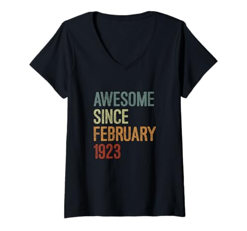 Comprar Impresionante desde febrero Promoción 1923 regalo cumpleaños divertido retro Camiseta Cuello V Ofertas 2024 | regaloscumple.com