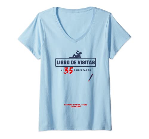 Comprar Cumpleaños Mujer 35 cumpleaños - 35 años - Libro visitas fiesta 35 años Camiseta Cuello V Ofertas 2024 | regaloscumple.com