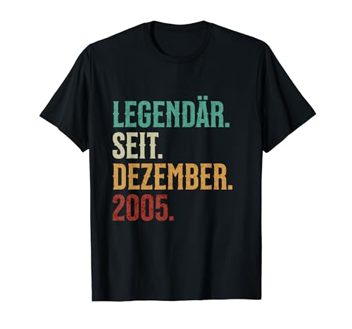 Comprar Legendario. Desde. Diciembre. 2005. Cumpleaños Regalos Retro Camiseta Rebajas 2024 | regaloscumple.com