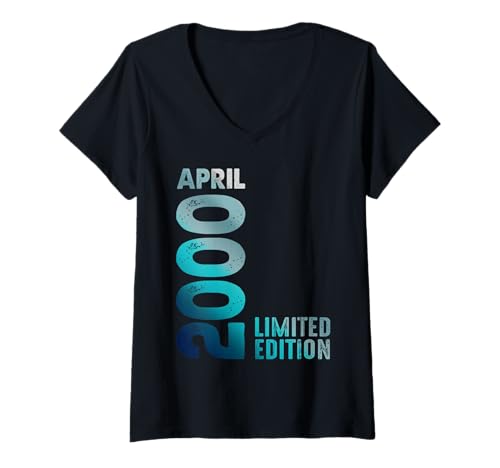 Comprar Mujer Edición Limitada Abril 2000 Cumpleaños Camiseta Cuello V Cumpleaños Rebajas 2025 | regaloscumple.com