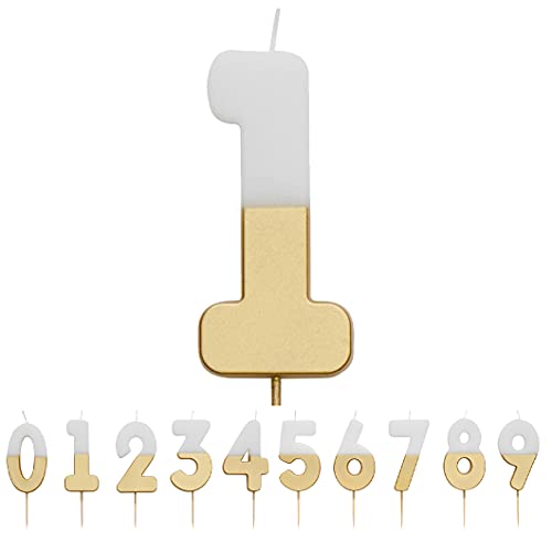 Oferta Talking Vela 1 Blanca Dorada Decoración primera | niños, adolescentes, fiesta 18, aniversario,