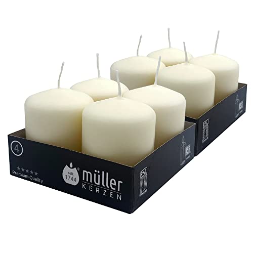 Consigue ahora Müller Velas Decorativas - Juego 8 velas BlackFriday marfil - 48 x 62 mm - Duración 10 horas - Cero antigoteo - Moco sin perfumar - Calidad RAL Ofertas 2023 | regaloscumple.com