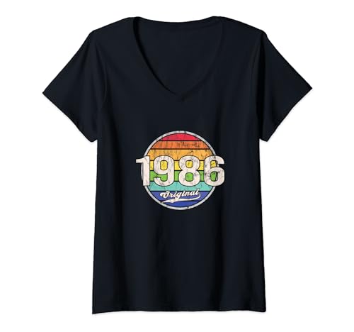 Comprar Mujer Fiesta Regalos cumpleaños clásica del año 1986 original retro vintage 1986 Camiseta Cuello V Rebajas 2024 | regaloscumple.com