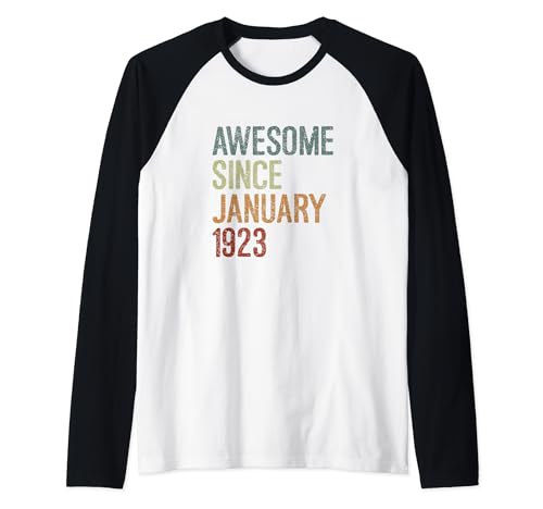 Consigue ahora Impresionante desde Navidad enero 1923 regalo cumpleaños divertido retro Camiseta Manga Raglan Ofertas 2024 | regaloscumple.com