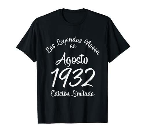 Comprar Las Leyendas nacen en Agosto 1932 Catálogo Regalo 89 años Camiseta Ofertas 2024 | regaloscumple.com